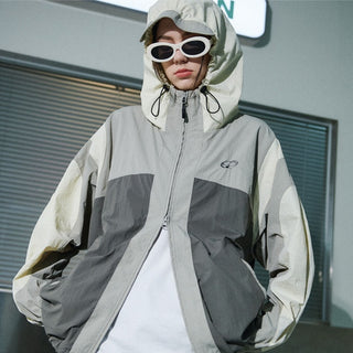 Cracking Hooded Windbreaker Gray