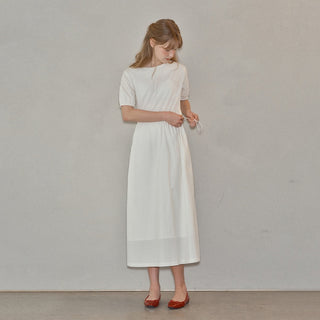 Puff String Maxi Dress - Pure White